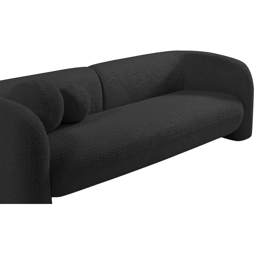 Emory Black Boucle Fabric Loveseat