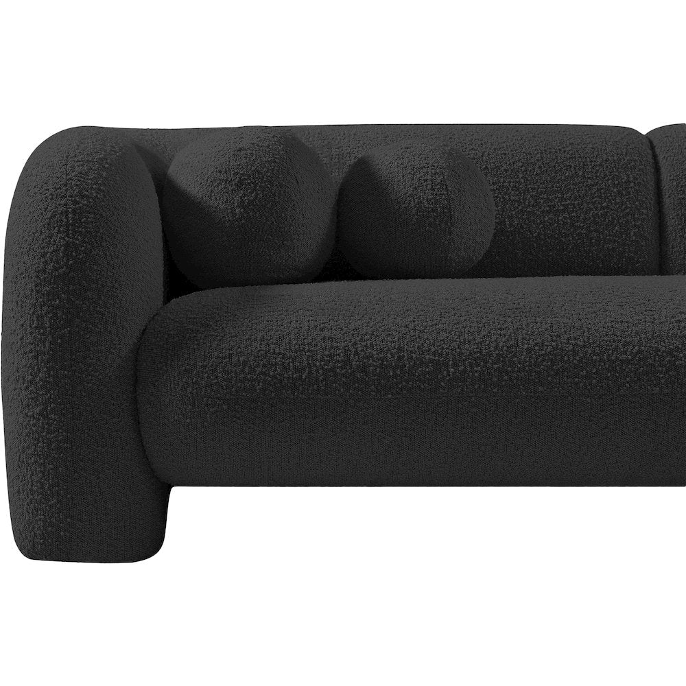 Emory Black Boucle Fabric Loveseat