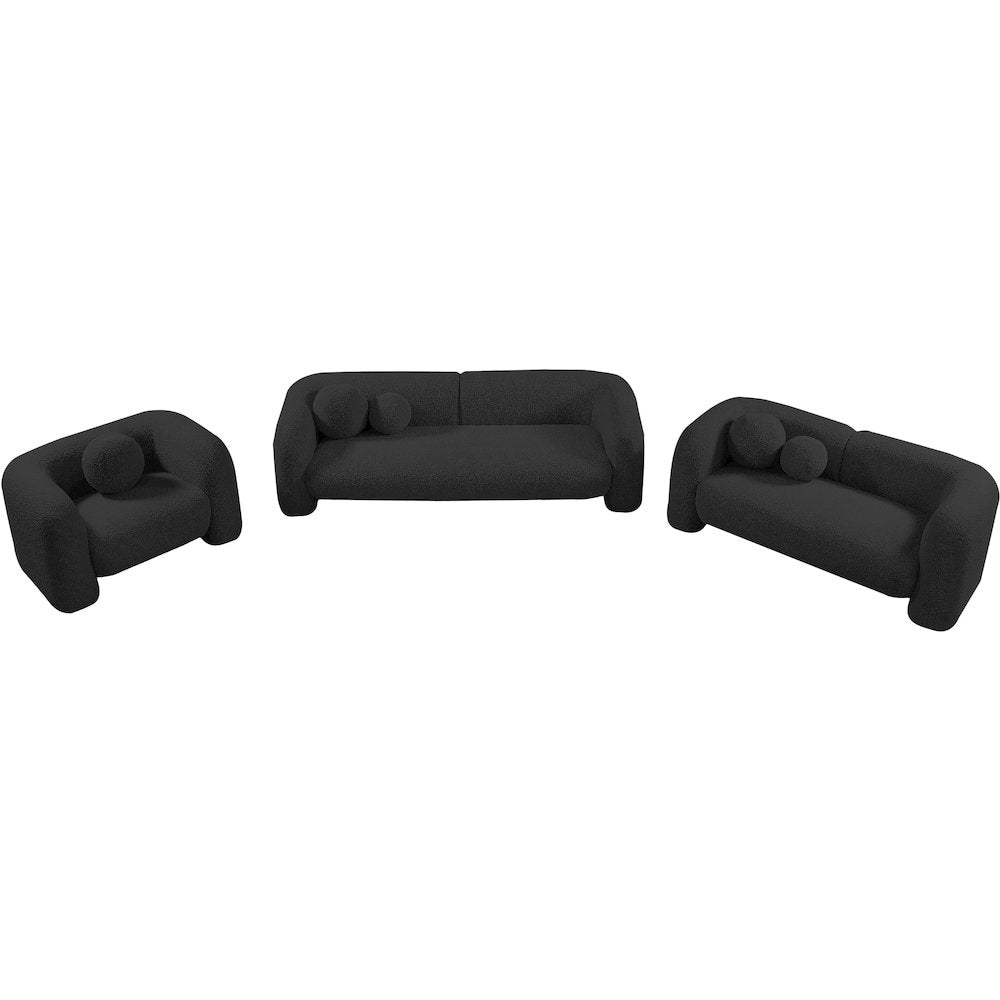 Emory Black Boucle Fabric Loveseat