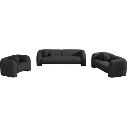 Emory Black Boucle Fabric Loveseat