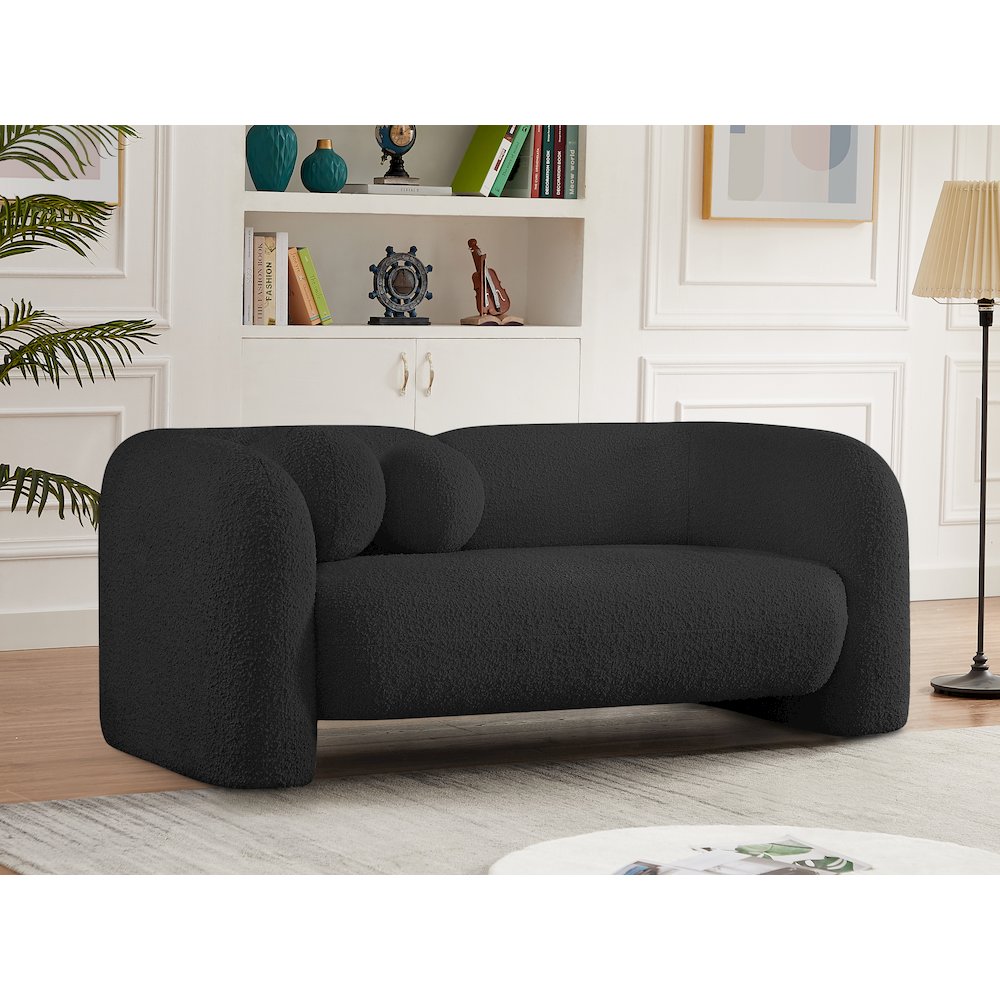 Emory Black Boucle Fabric Loveseat