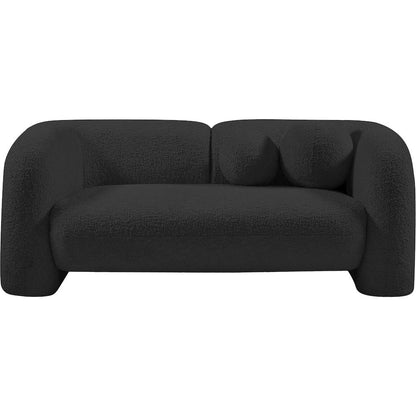 Emory Black Boucle Fabric Loveseat