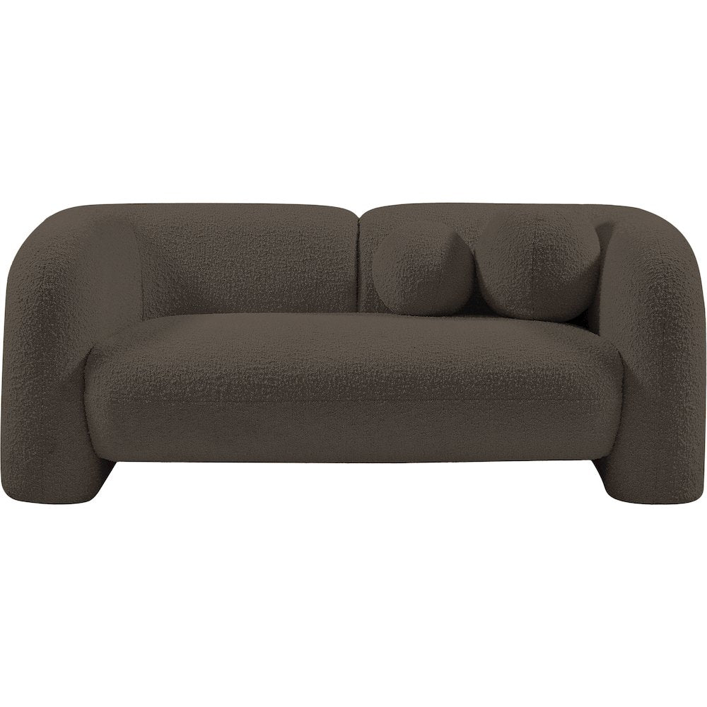 Emory Brown Boucle Fabric Loveseat
