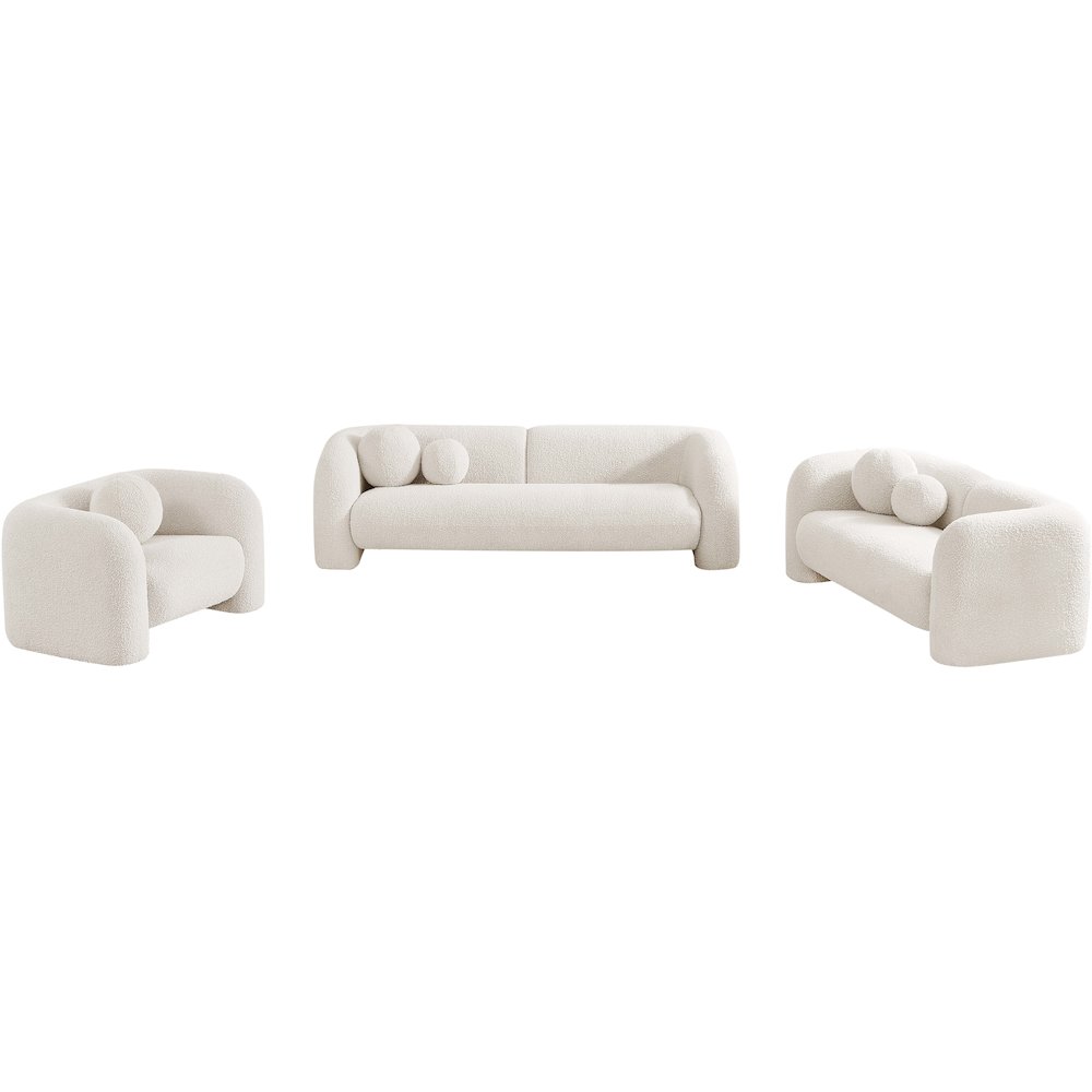 Emory Cream Boucle Fabric Loveseat