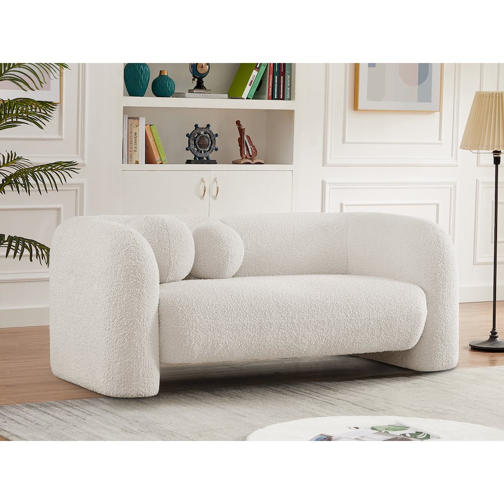 Emory Cream Boucle Fabric Loveseat