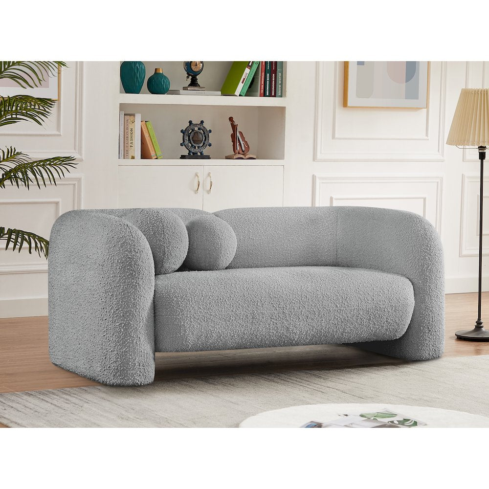 Emory Grey Boucle Fabric Loveseat