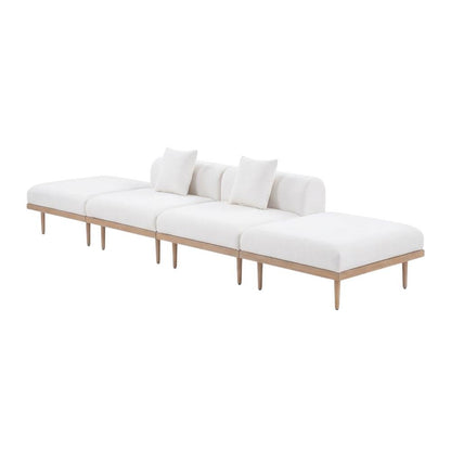 Cream Fabric Outdoor Modular Sofa Set with Cushions and Contemporary Style