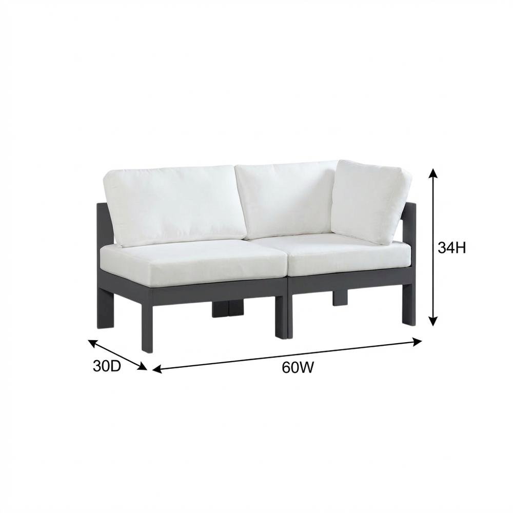 White Fabric Outdoor Patio Modular Sofa, Contemporary Style, Cushioned Seat