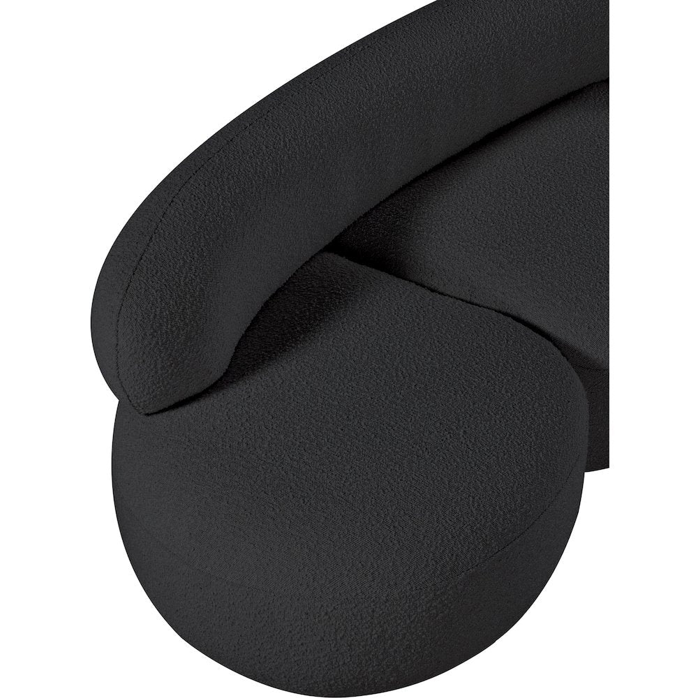 Venti Black Boucle Fabric Loveseat