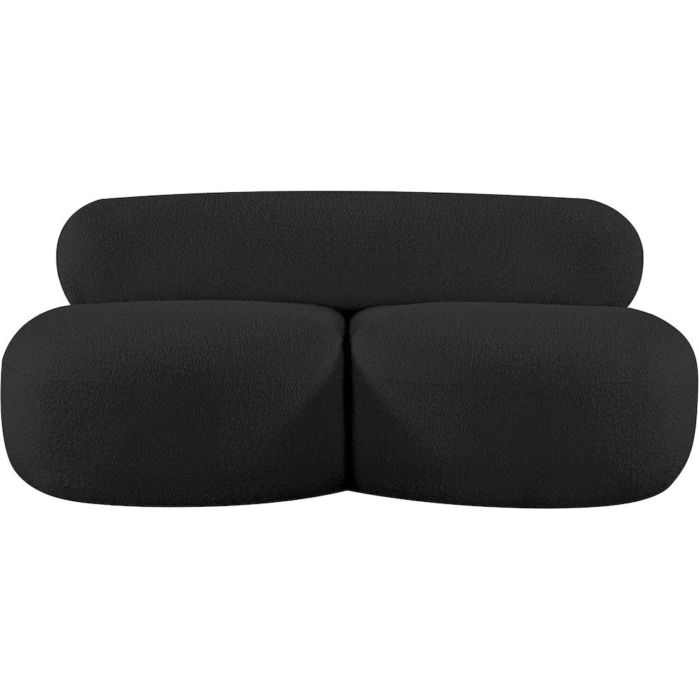 Venti Black Boucle Fabric Loveseat