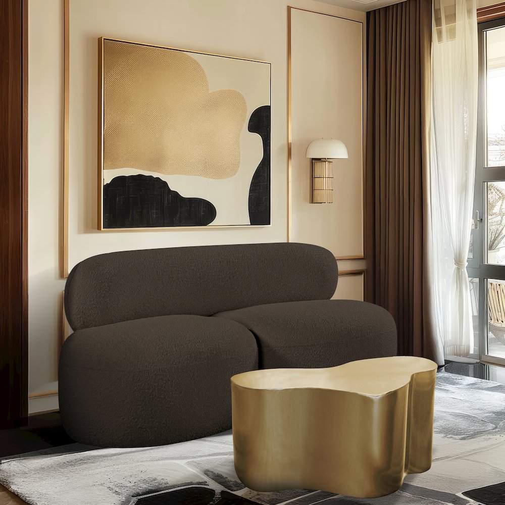 Venti Brown Boucle Fabric Loveseat