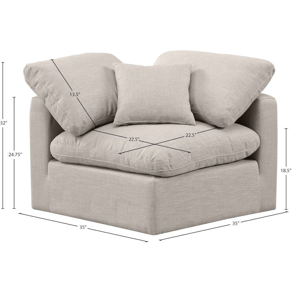 Indulge Beige Linen Textured Fabric Corner Chair