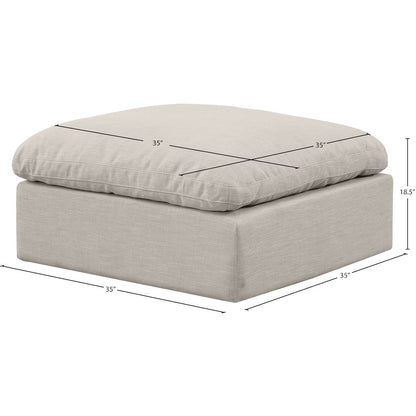 Indulge Beige Linen Textured Fabric Ottoman