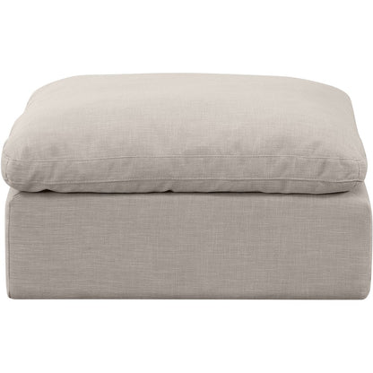 Indulge Beige Linen Textured Fabric Ottoman