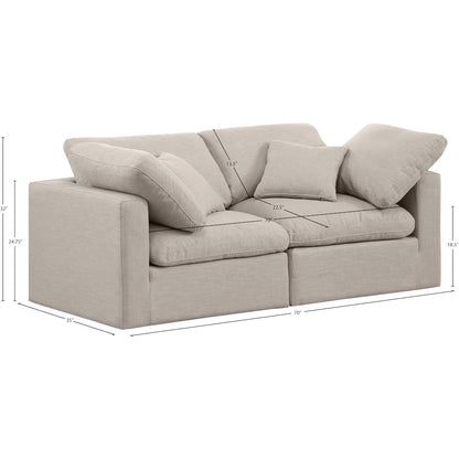 Indulge Beige Linen Textured Fabric Modular Sofa