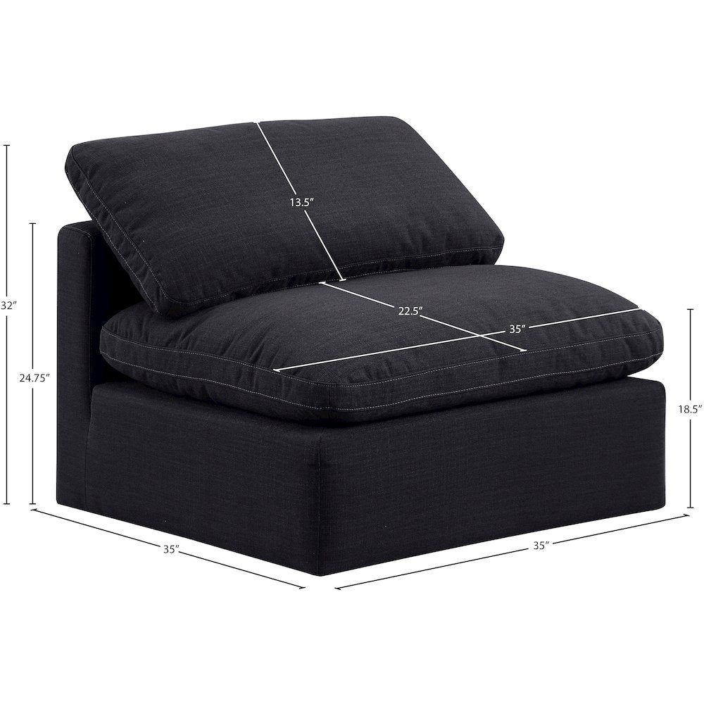 Indulge Black Linen Textured Fabric Armless Chair