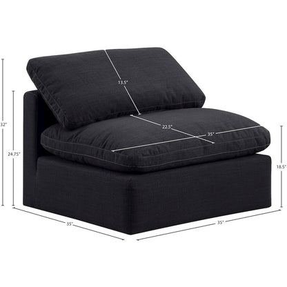Indulge Black Linen Textured Fabric Armless Chair