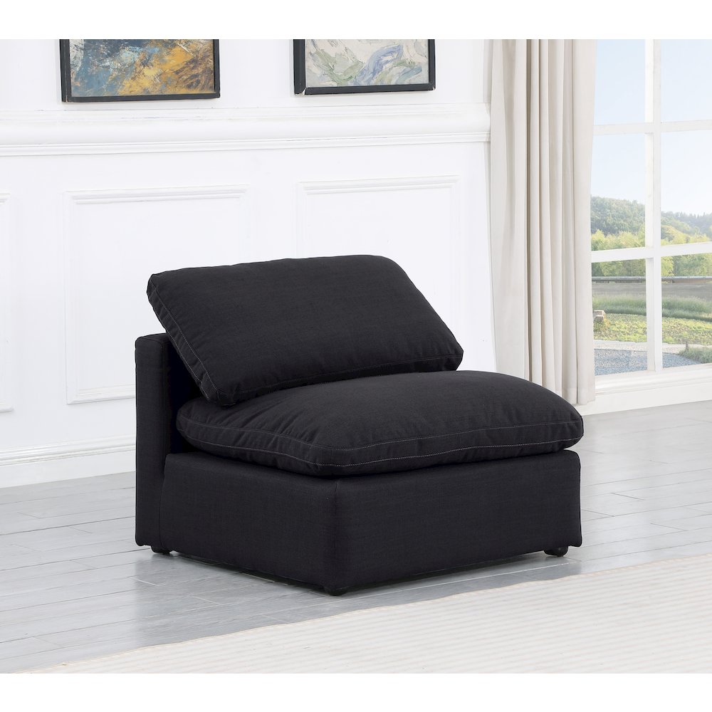 Indulge Black Linen Textured Fabric Armless Chair