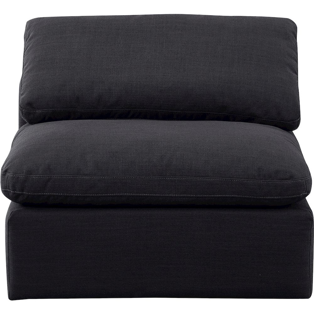 Indulge Black Linen Textured Fabric Armless Chair