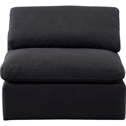 Indulge Black Linen Textured Fabric Armless Chair