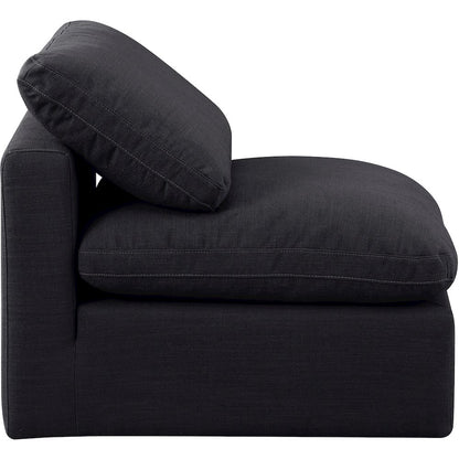 Indulge Black Linen Textured Fabric Armless Chair