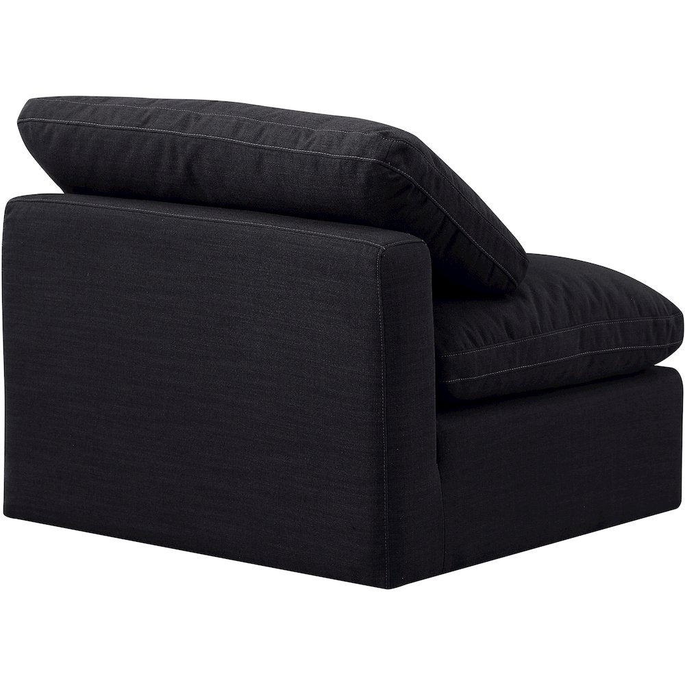 Indulge Black Linen Textured Fabric Armless Chair