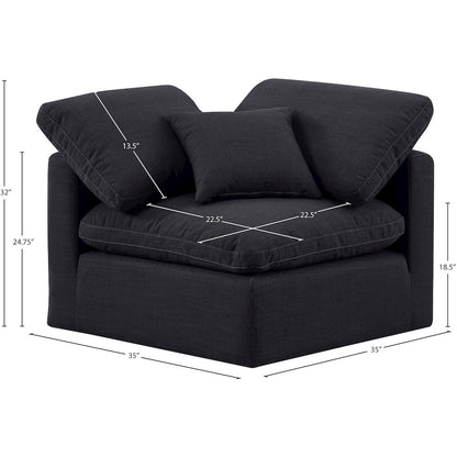Indulge Black Linen Textured Fabric Corner Chair