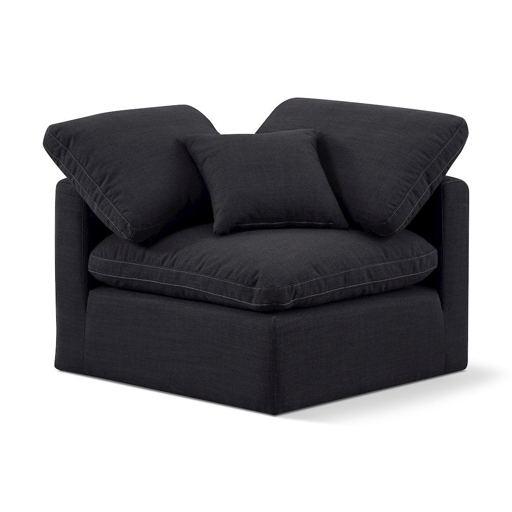Indulge Black Linen Textured Fabric Corner Chair