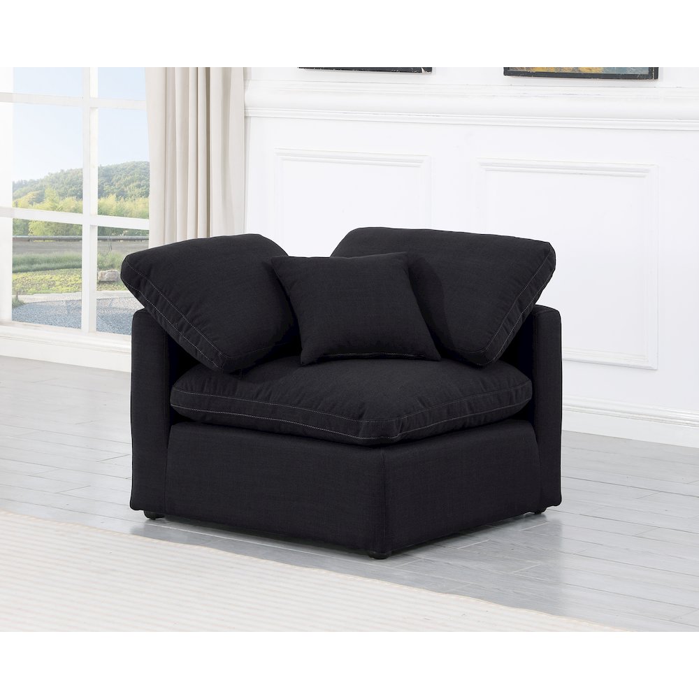 Indulge Black Linen Textured Fabric Corner Chair