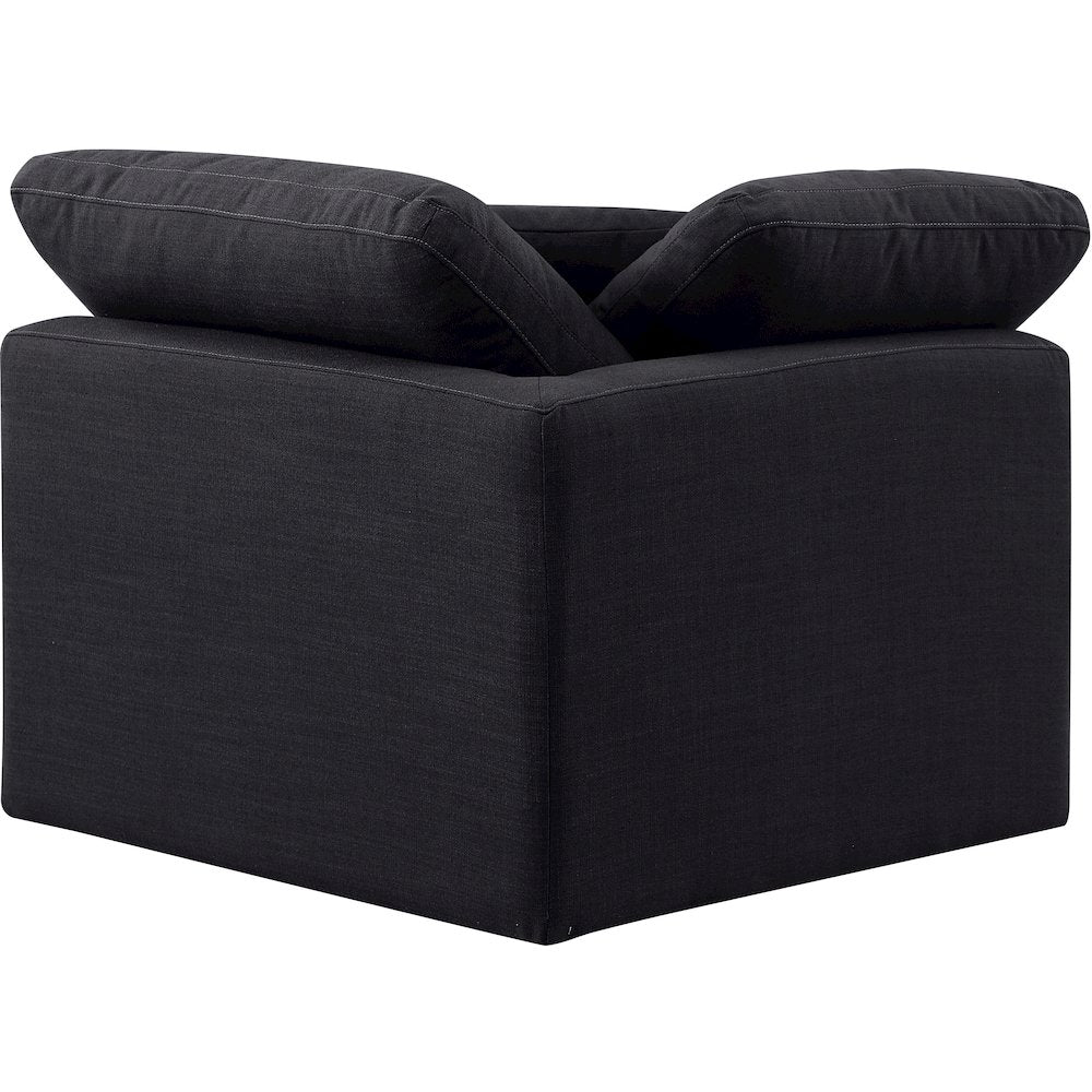 Indulge Black Linen Textured Fabric Corner Chair