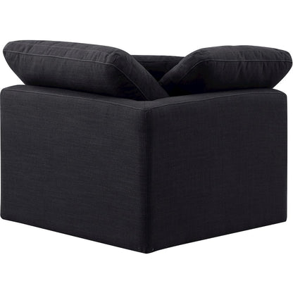 Indulge Black Linen Textured Fabric Corner Chair
