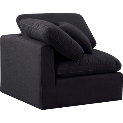 Indulge Black Linen Textured Fabric Corner Chair