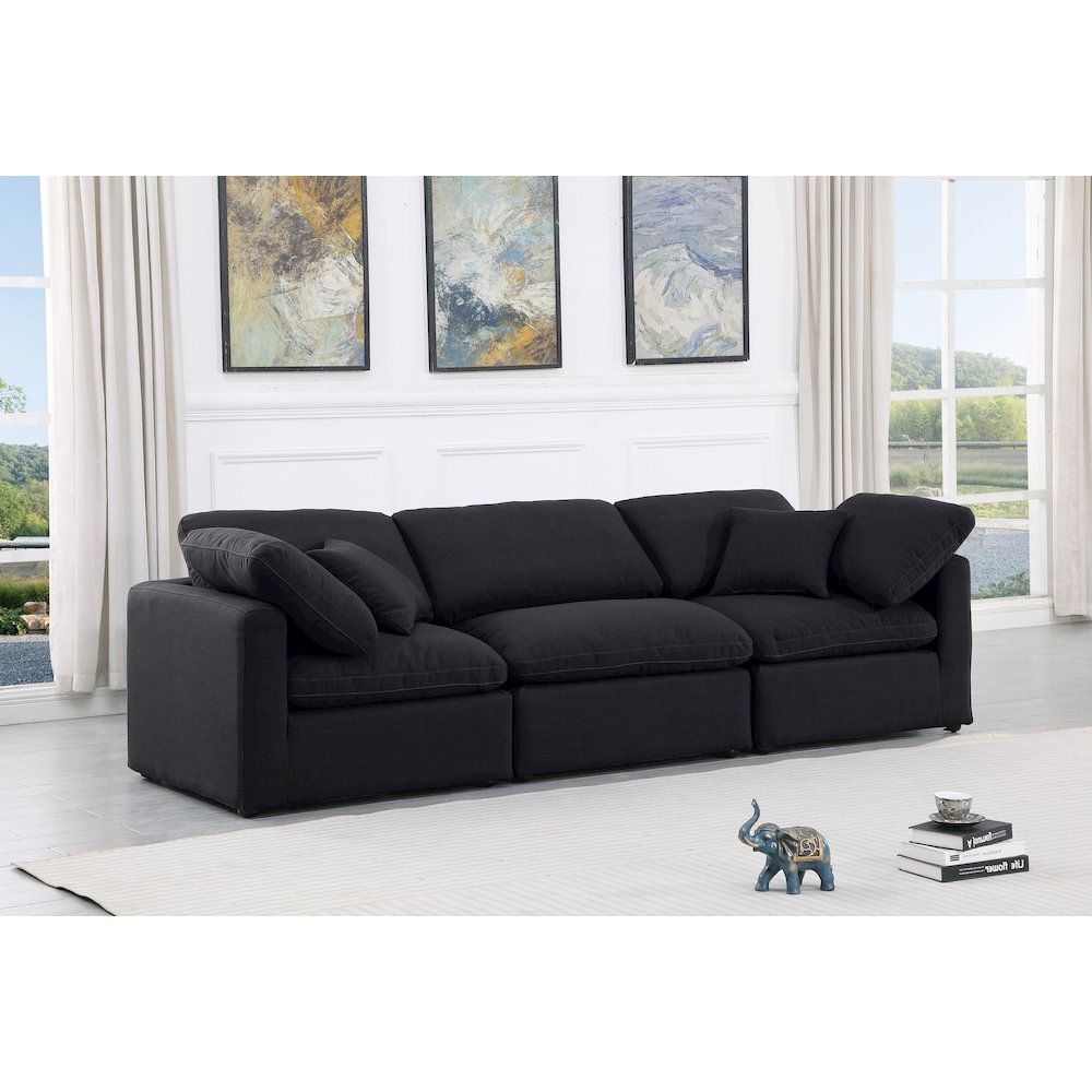 Indulge Black Linen Textured Fabric Modular Sofa