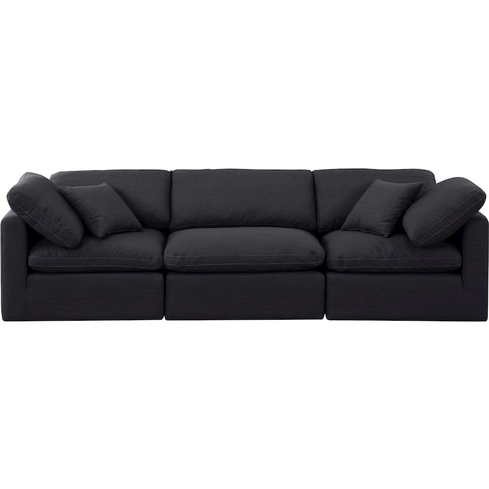 Indulge Black Linen Textured Fabric Modular Sofa