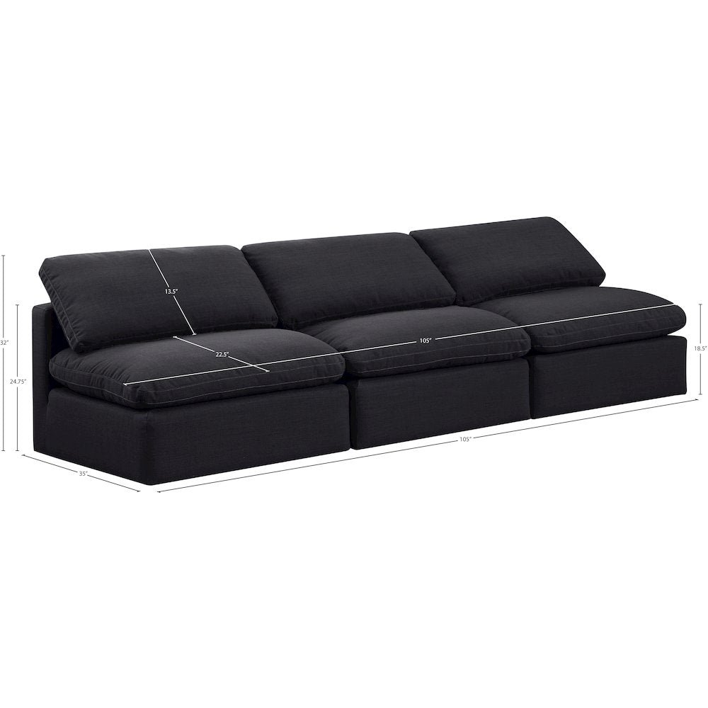 Indulge Black Linen Textured Fabric Modular Sofa