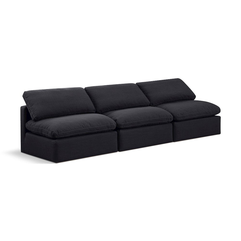 Indulge Black Linen Textured Fabric Modular Sofa