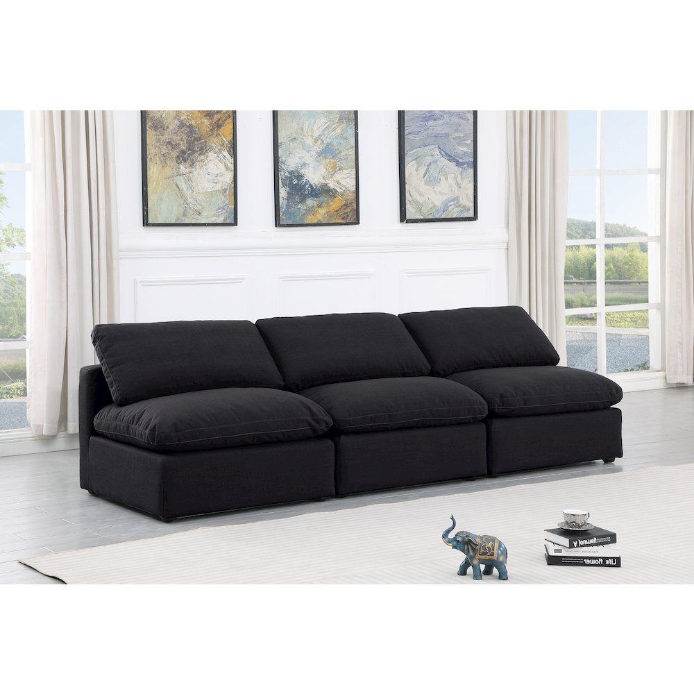 Indulge Black Linen Textured Fabric Modular Sofa