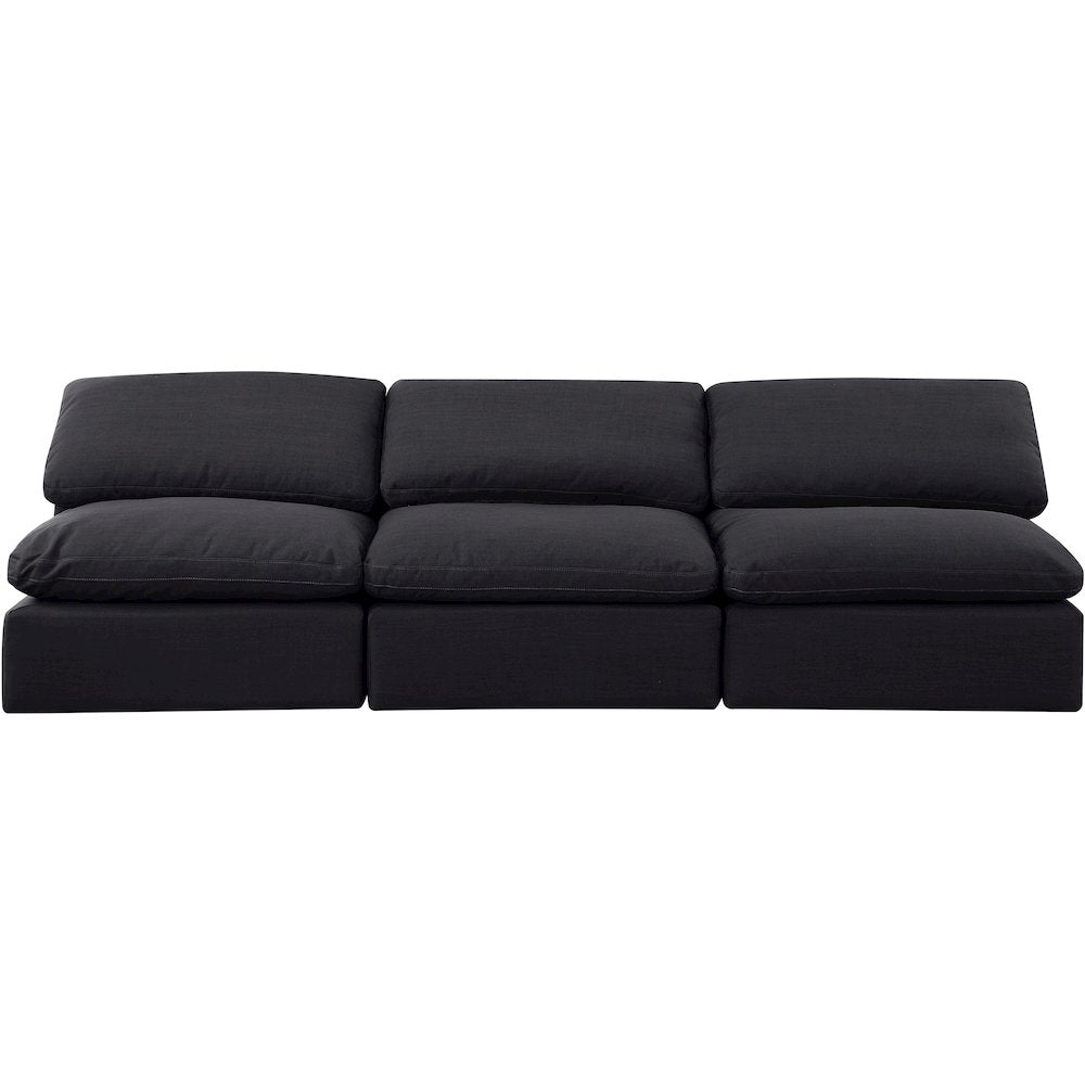 Indulge Black Linen Textured Fabric Modular Sofa