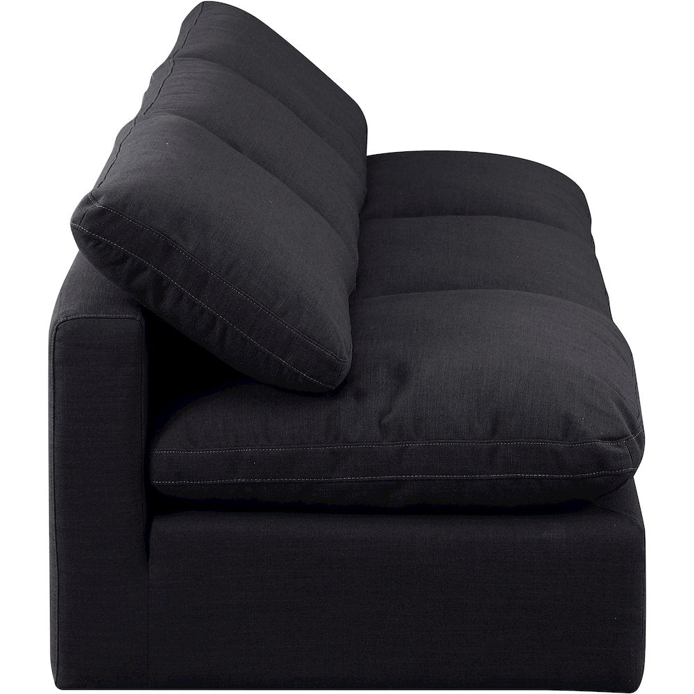 Indulge Black Linen Textured Fabric Modular Sofa