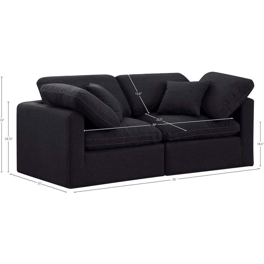 Indulge Black Linen Textured Fabric Modular Sofa