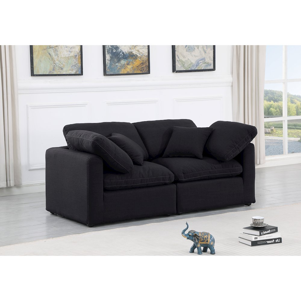 Indulge Black Linen Textured Fabric Modular Sofa