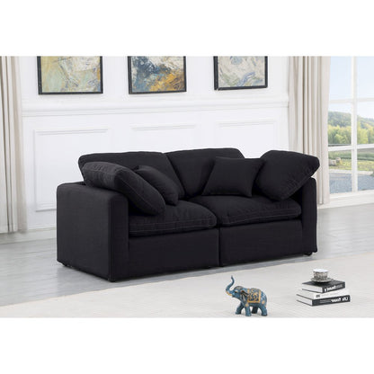 Indulge Black Linen Textured Fabric Modular Sofa