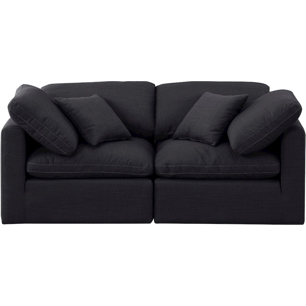 Indulge Black Linen Textured Fabric Modular Sofa