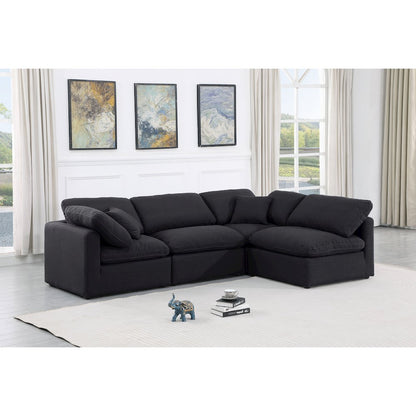 Indulge Black Linen Textured Fabric Modular Sectional
