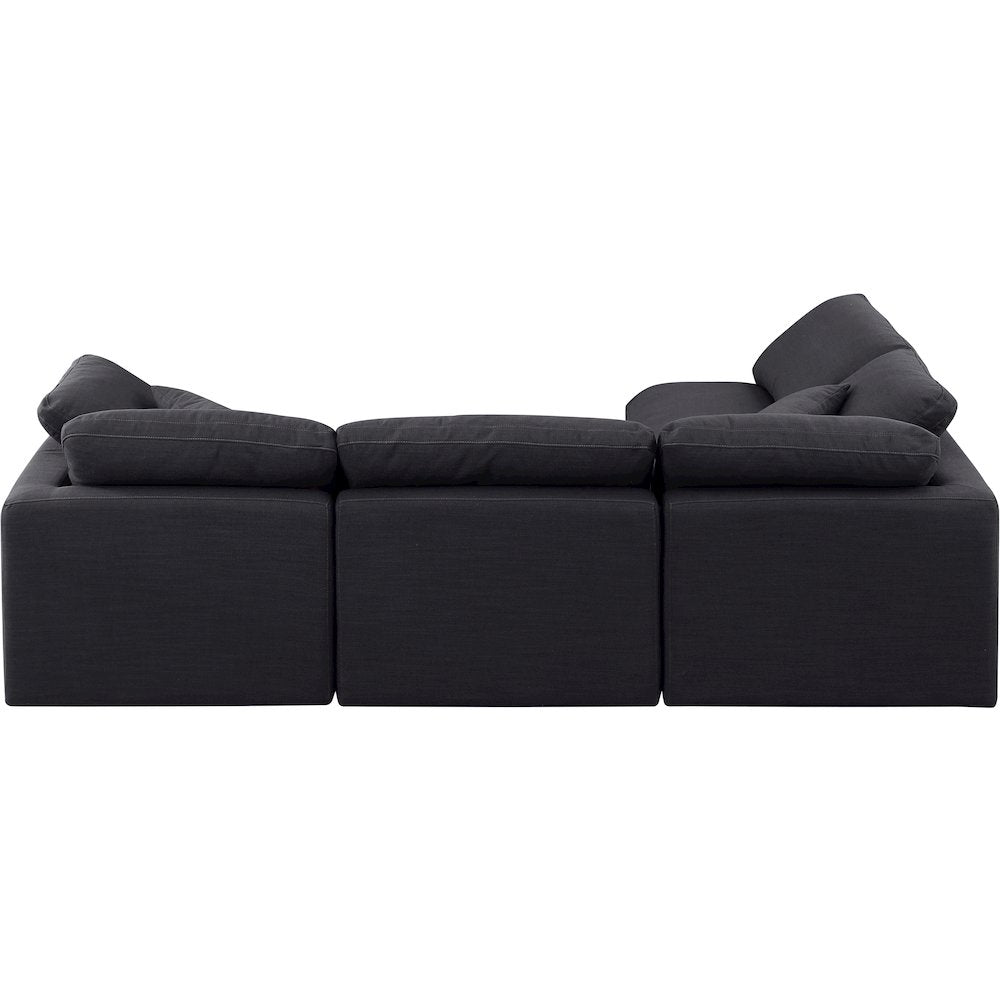 Indulge Black Linen Textured Fabric Modular Sectional