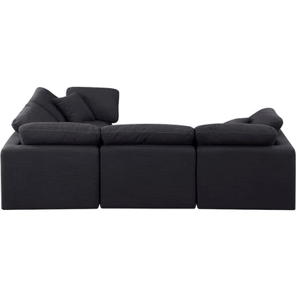 Indulge Black Linen Textured Fabric Modular Sectional