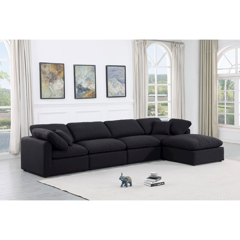 Indulge Black Linen Textured Fabric Modular Sectional