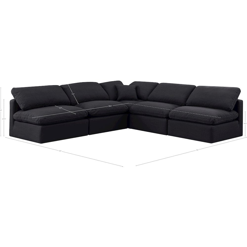 Indulge Black Linen Textured Fabric Modular Sectional