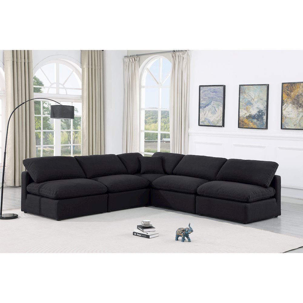 Indulge Black Linen Textured Fabric Modular Sectional