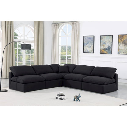 Indulge Black Linen Textured Fabric Modular Sectional